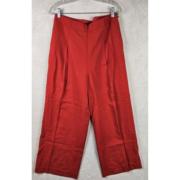 Shanghai Tang Women's Viscose Wide Leg Pants Red Size 42 - Picture 1 of 5
